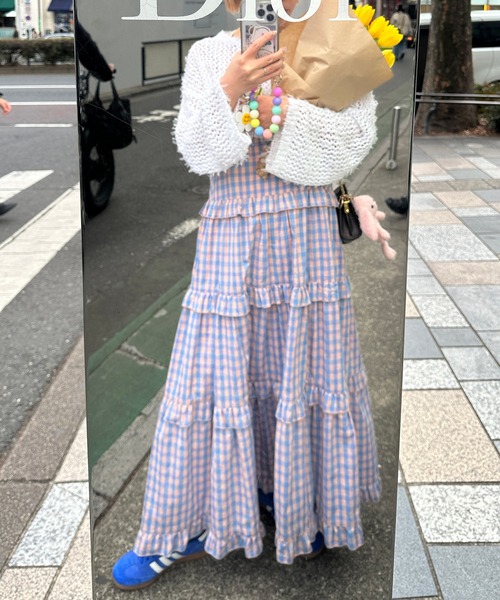 Alley by w closet（アリーバイダブルクローゼット）の「【Alley】チュールメッシュ編クロップドトップス（ニット/セーター・レディース・イエロー/オフホワイト/イエロー系その他・FREE）」の11枚目の写真