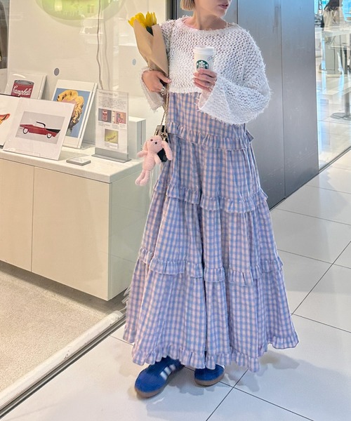 Alley by w closet（アリーバイダブルクローゼット）の「【Alley】チュールメッシュ編クロップドトップス（ニット/セーター・レディース・イエロー/オフホワイト/イエロー系その他・FREE）」の12枚目の写真