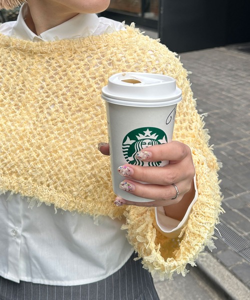 Alley by w closet（アリーバイダブルクローゼット）の「【Alley】チュールメッシュ編クロップドトップス（ニット/セーター・レディース・イエロー/オフホワイト/イエロー系その他・FREE）」の14枚目の写真