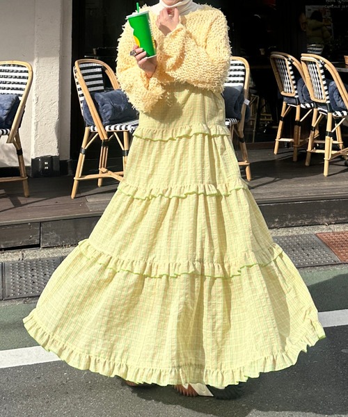 Alley by w closet（アリーバイダブルクローゼット）の「【Alley】チュールメッシュ編クロップドトップス（ニット/セーター・レディース・イエロー/オフホワイト/イエロー系その他・FREE）」の16枚目の写真