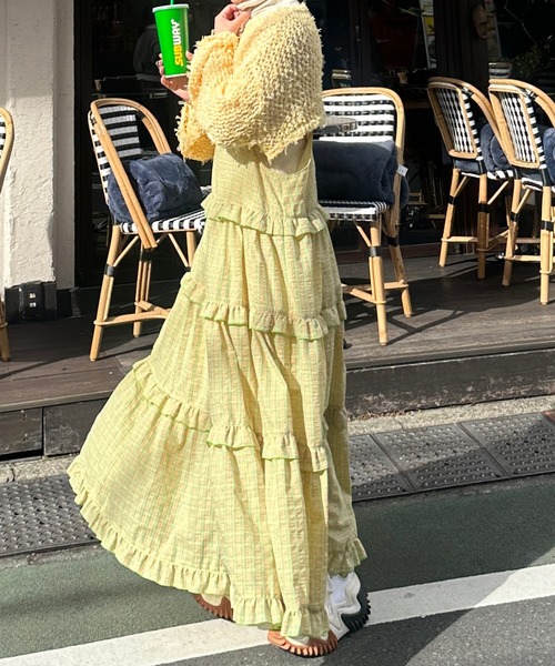 Alley by w closet（アリーバイダブルクローゼット）の「【Alley】チュールメッシュ編クロップドトップス（ニット/セーター・レディース・イエロー/オフホワイト/イエロー系その他・FREE）」の17枚目の写真