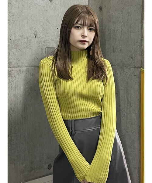 MURUA（ムルーア）の「ワイドリブニット（ニット/セーター・レディース・ダークグレー/ホワイト/ライトグリーン・FREE）」の10枚目の写真