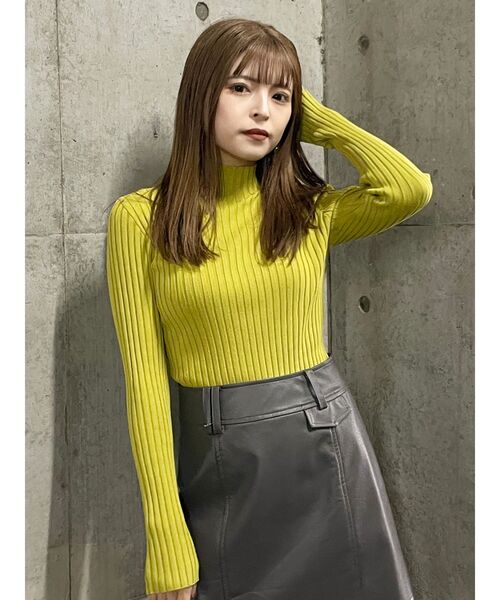 MURUA（ムルーア）の「ワイドリブニット（ニット/セーター・レディース・ダークグレー/ホワイト/ライトグリーン・FREE）」の14枚目の写真