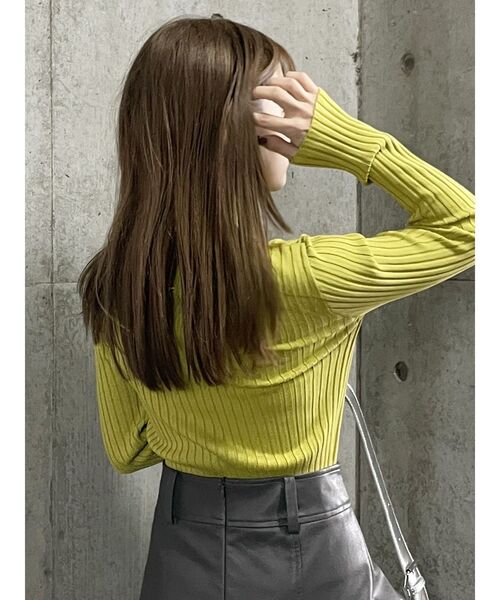 MURUA（ムルーア）の「ワイドリブニット（ニット/セーター・レディース・ダークグレー/ホワイト/ライトグリーン・FREE）」の16枚目の写真