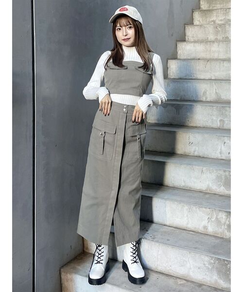 MURUA（ムルーア）の「ワイドリブニット（ニット/セーター・レディース・ダークグレー/ホワイト/ライトグリーン・FREE）」の19枚目の写真