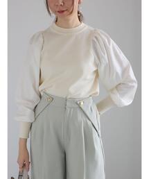 Te chichi | 袖布帛ニット(ニット/セーター)