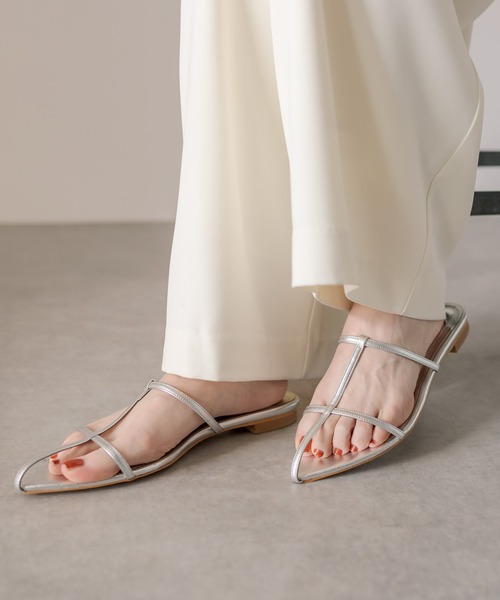 RIVE DROITE(リヴドロワ)の「メタリックポインテッドミュール(サンダル・レディース・シルバー・24.5/23.5)」の5枚目の写真