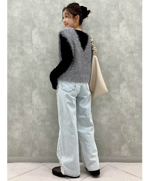 BACK NUMBER（バックナンバー）の「【BACK NUMBER】脇フリンジワイドパンツ（デニムパンツ・レディース・ライトインディゴブルー・M/L/S）」の19枚目の写真