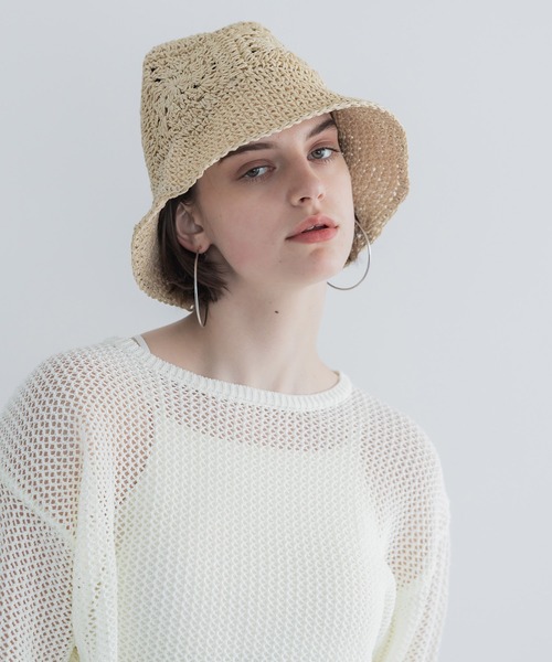 coca（coca）（コカ）の「【WEB限定セール】ワイヤー入りクロシェハット（ハット・レディース・アイボリー/ブラック・ONE SIZE）」の6枚目の写真