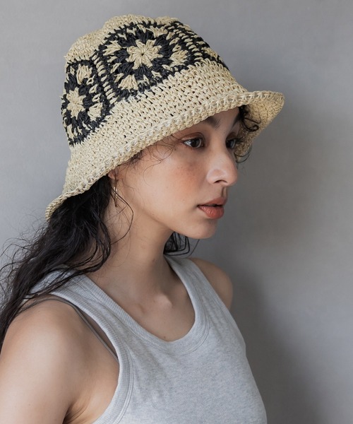 coca（coca）（コカ）の「【WEB限定セール】ワイヤー入りクロシェハット（ハット・レディース・アイボリー/ブラック・ONE SIZE）」の8枚目の写真