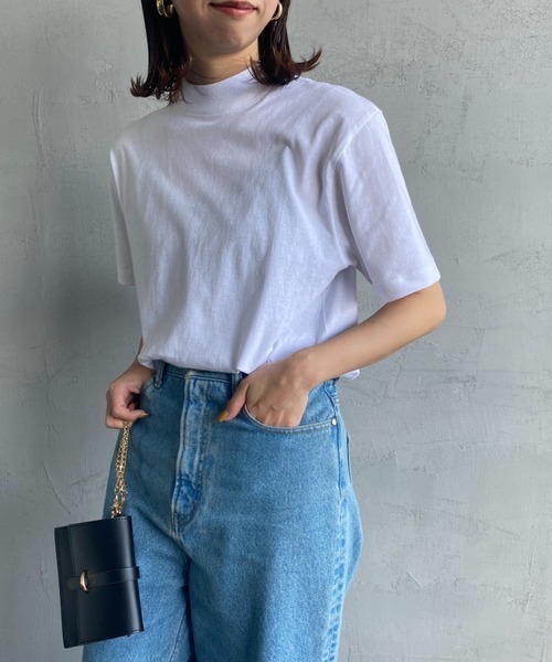 HANES（ヘインズ）の「【WEB限定】[HANES/ヘインズ] ショートスリーブ モックネックTシャツ（Tシャツ/カットソー・レディース・ホワイト/チャコールグレー/ブラック・S/M）」の8枚目の写真