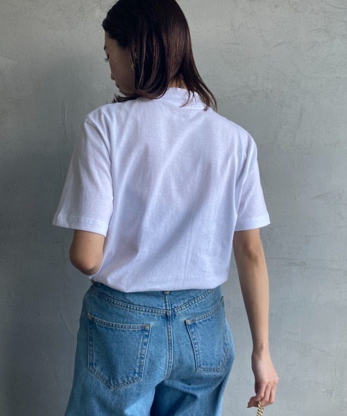 HANES（ヘインズ）の「【WEB限定】[HANES/ヘインズ] ショートスリーブ モックネックTシャツ（Tシャツ/カットソー・レディース・ホワイト/チャコールグレー/ブラック・S/M）」の9枚目の写真