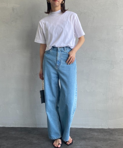 HANES（ヘインズ）の「【WEB限定】[HANES/ヘインズ] ショートスリーブ モックネックTシャツ（Tシャツ/カットソー・レディース・ホワイト/チャコールグレー/ブラック・S/M）」の4枚目の写真