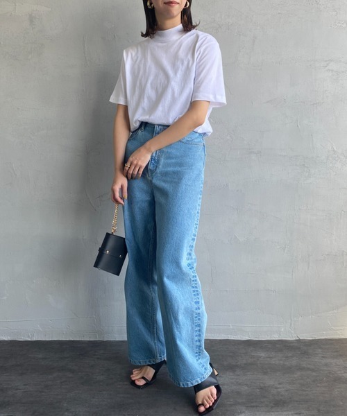 HANES（ヘインズ）の「【WEB限定】[HANES/ヘインズ] ショートスリーブ モックネックTシャツ（Tシャツ/カットソー・レディース・ホワイト/チャコールグレー/ブラック・S/M）」の10枚目の写真