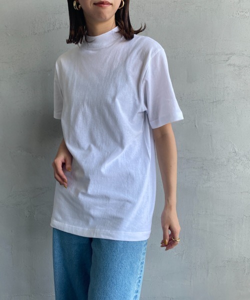 HANES（ヘインズ）の「【WEB限定】[HANES/ヘインズ] ショートスリーブ モックネックTシャツ（Tシャツ/カットソー・レディース・ホワイト/チャコールグレー/ブラック・S/M）」の12枚目の写真