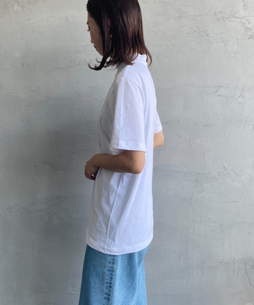 HANES（ヘインズ）の「【WEB限定】[HANES/ヘインズ] ショートスリーブ モックネックTシャツ（Tシャツ/カットソー・レディース・ホワイト/チャコールグレー/ブラック・S/M）」の13枚目の写真