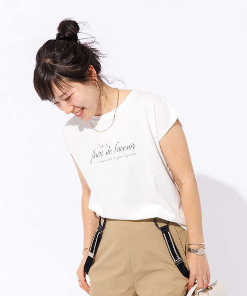 TICCA（ティッカ）の「【TICCA/ティッカ】別注ウォッシュ天竺フレンチロゴTシャツ（Tシャツ/カットソー・レディース・チャコールグレー/ホワイト・フリー）」の3枚目の写真