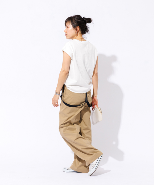 TICCA（ティッカ）の「【TICCA/ティッカ】別注ウォッシュ天竺フレンチロゴTシャツ（Tシャツ/カットソー・レディース・チャコールグレー/ホワイト・フリー）」の7枚目の写真