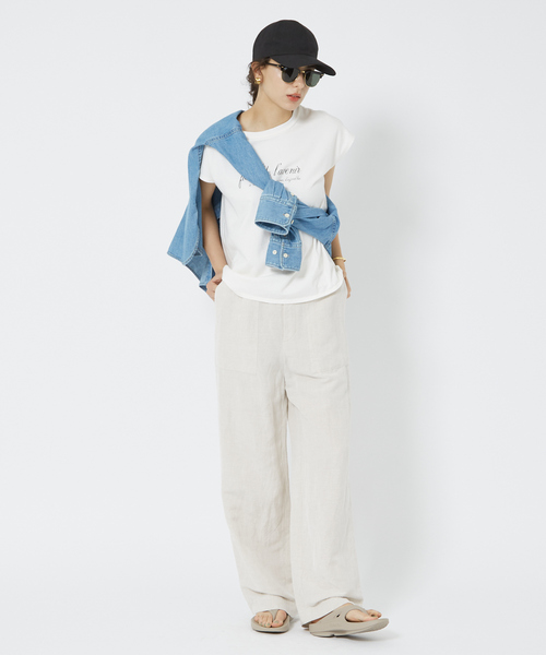 TICCA（ティッカ）の「【TICCA/ティッカ】別注ウォッシュ天竺フレンチロゴTシャツ（Tシャツ/カットソー・レディース・チャコールグレー/ホワイト・フリー）」の18枚目の写真