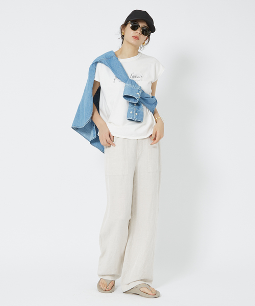 TICCA（ティッカ）の「【TICCA/ティッカ】別注ウォッシュ天竺フレンチロゴTシャツ（Tシャツ/カットソー・レディース・チャコールグレー/ホワイト・フリー）」の19枚目の写真