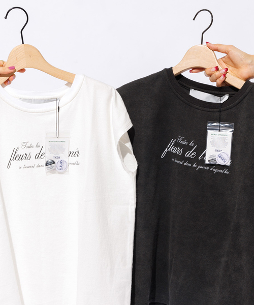 TICCA（ティッカ）の「【TICCA/ティッカ】別注ウォッシュ天竺フレンチロゴTシャツ（Tシャツ/カットソー・レディース・チャコールグレー/ホワイト・フリー）」の12枚目の写真