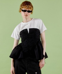 Taffeta Peplum T-shirt/タフタペプラムTシャツ【MAISON SPECIAL/メゾンスペシャル】