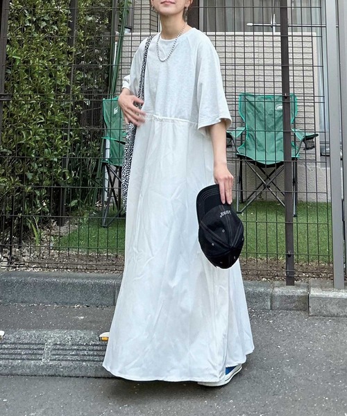 CORNERS by KR(コーナーズバイケーアール)の「【CORNERS by KR】半袖スウェットドッキングワンピース(ワンピース・レディース・ブラック/オートミール/ネイビー/カーキ/チャコールグレー・L/M)」の10枚目の写真