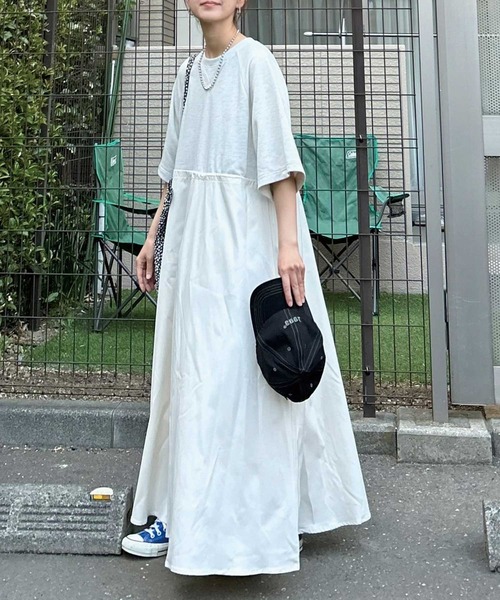 CORNERS by KR(コーナーズバイケーアール)の「【CORNERS by KR】半袖スウェットドッキングワンピース(ワンピース・レディース・ブラック/オートミール/ネイビー/カーキ/チャコールグレー・L/M)」の11枚目の写真