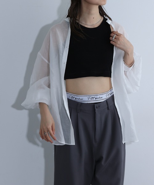 COLONY 2139（コロニートゥーワンスリーナイン）の「カップ付テレコアメスリタンクトップ（タンクトップ・レディース・ブラック/オフホワイト・FREE）」の16枚目の写真