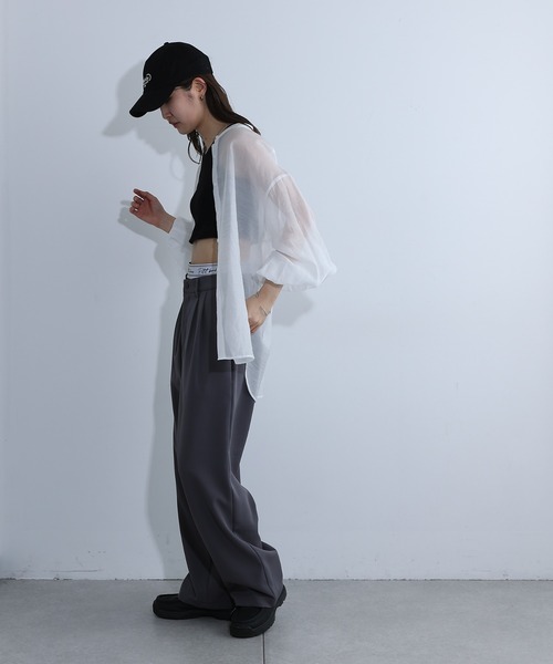 COLONY 2139（コロニートゥーワンスリーナイン）の「カップ付テレコアメスリタンクトップ（タンクトップ・レディース・ブラック/オフホワイト・FREE）」の20枚目の写真