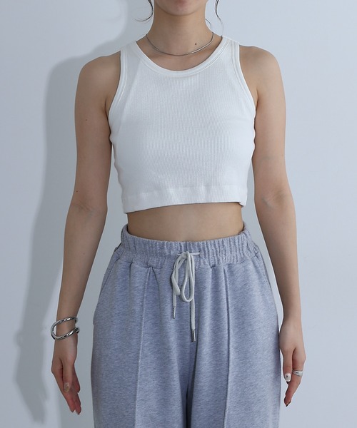 COLONY 2139（コロニートゥーワンスリーナイン）の「カップ付テレコアメスリタンクトップ（タンクトップ・レディース・ブラック/オフホワイト・FREE）」の21枚目の写真