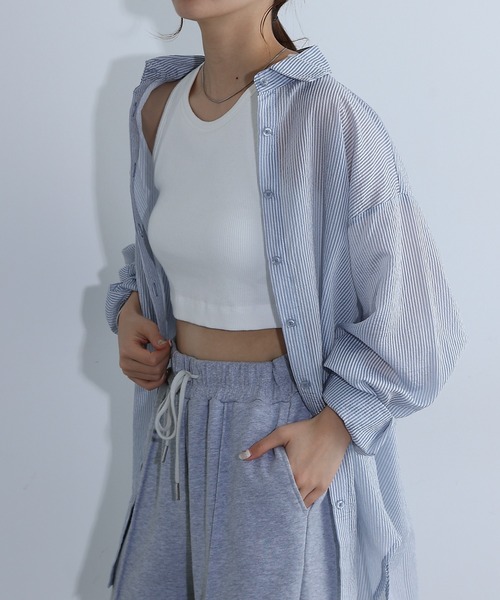 COLONY 2139（コロニートゥーワンスリーナイン）の「カップ付テレコアメスリタンクトップ（タンクトップ・レディース・ブラック/オフホワイト・FREE）」の4枚目の写真