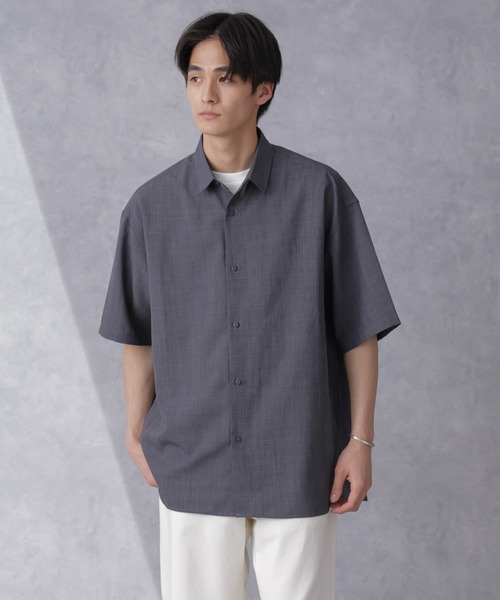 NANO universe（ナノユニバース）の「ライトウェイトドライシャツ 半袖(セットアップ可)（シャツ/ブラウス・メンズ・グレー/ブラウン/ネイビー・L/M/S）」の4枚目の写真