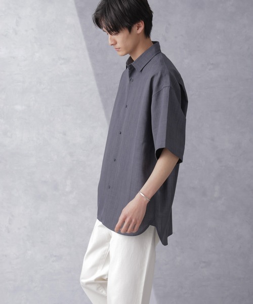 NANO universe（ナノユニバース）の「ライトウェイトドライシャツ 半袖(セットアップ可)（シャツ/ブラウス・メンズ・グレー/ブラウン/ネイビー・L/M/S）」の6枚目の写真