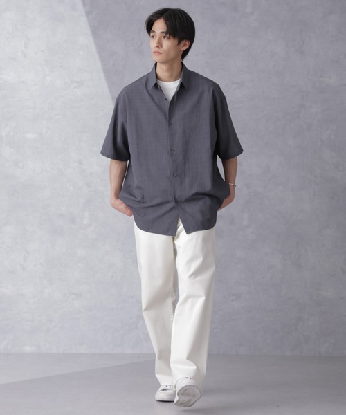 NANO universe（ナノユニバース）の「ライトウェイトドライシャツ 半袖(セットアップ可)（シャツ/ブラウス・メンズ・グレー/ブラウン/ネイビー・L/M/S）」の7枚目の写真