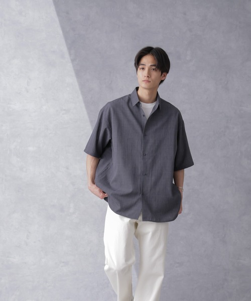 NANO universe（ナノユニバース）の「ライトウェイトドライシャツ 半袖(セットアップ可)（シャツ/ブラウス・メンズ・グレー/ブラウン/ネイビー・L/M/S）」の8枚目の写真