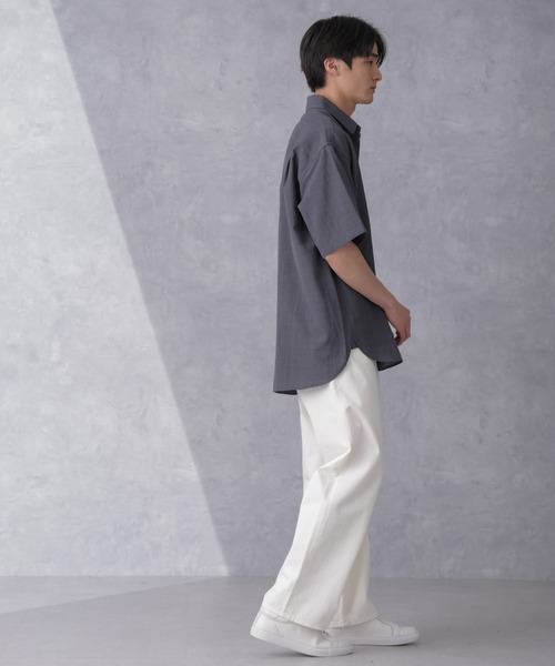 NANO universe（ナノユニバース）の「ライトウェイトドライシャツ 半袖(セットアップ可)（シャツ/ブラウス・メンズ・グレー/ブラウン/ネイビー・L/M/S）」の9枚目の写真