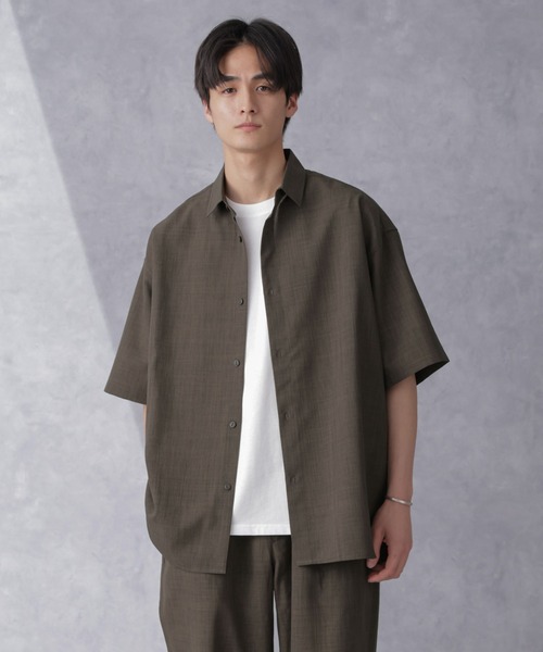 NANO universe（ナノユニバース）の「ライトウェイトドライシャツ 半袖(セットアップ可)（シャツ/ブラウス・メンズ・グレー/ブラウン/ネイビー・L/M/S）」の10枚目の写真