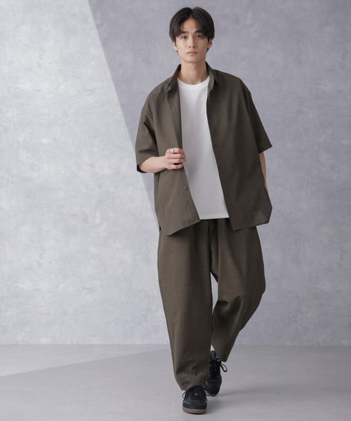 NANO universe（ナノユニバース）の「ライトウェイトドライシャツ 半袖(セットアップ可)（シャツ/ブラウス・メンズ・グレー/ブラウン/ネイビー・L/M/S）」の12枚目の写真