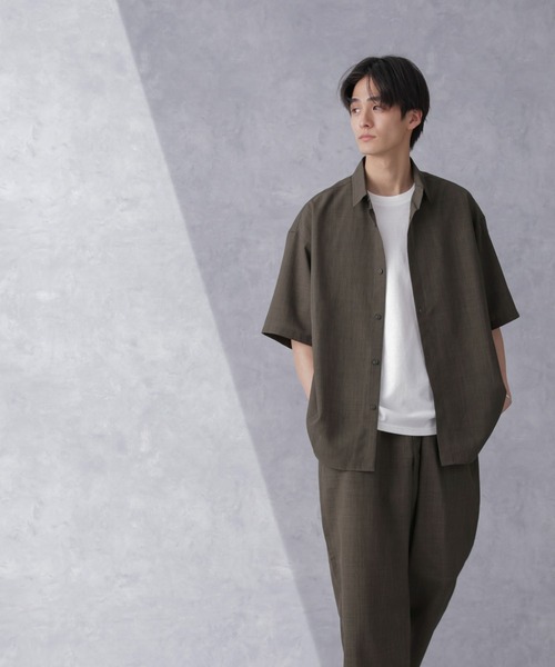 NANO universe（ナノユニバース）の「ライトウェイトドライシャツ 半袖(セットアップ可)（シャツ/ブラウス・メンズ・グレー/ブラウン/ネイビー・L/M/S）」の13枚目の写真