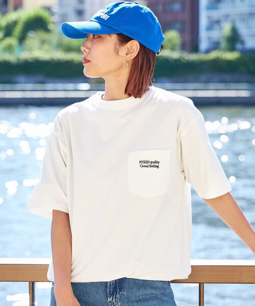 FFEIN(フェイン)の「【FFEIN(フェイン)】ピグメントポケット刺繍Tシャツ / ビックシルエット ドローコード(Tシャツ/カットソー・メンズ・グリーン/ホワイト/パープル/イエロー/チャコール・LARGE/MEDIUM/SMALL)」の2枚目の写真