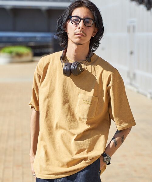 FFEIN(フェイン)の「【FFEIN(フェイン)】ピグメントポケット刺繍Tシャツ / ビックシルエット ドローコード(Tシャツ/カットソー・メンズ・グリーン/ホワイト/パープル/イエロー/チャコール・LARGE/MEDIUM/SMALL)」の1枚目の写真