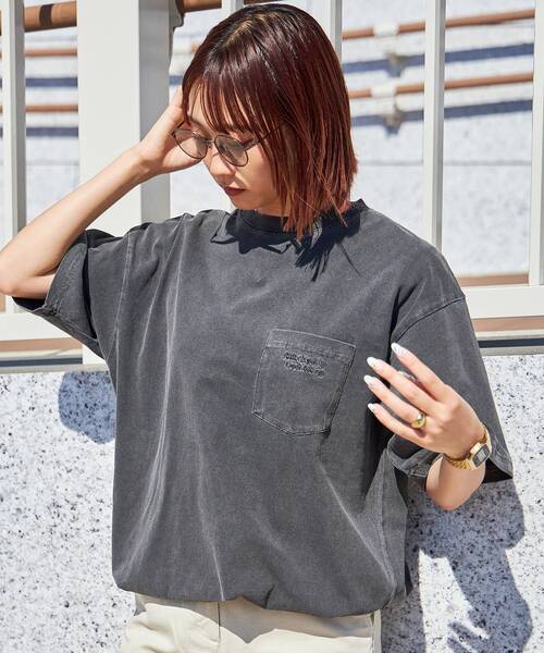 FFEIN(フェイン)の「【FFEIN(フェイン)】ピグメントポケット刺繍Tシャツ / ビックシルエット ドローコード(Tシャツ/カットソー・メンズ・グリーン/ホワイト/パープル/イエロー/チャコール・LARGE/MEDIUM/SMALL)」の3枚目の写真