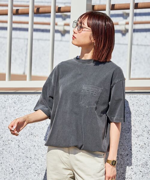 FFEIN(フェイン)の「【FFEIN(フェイン)】ピグメントポケット刺繍Tシャツ / ビックシルエット ドローコード(Tシャツ/カットソー・メンズ・グリーン/ホワイト/パープル/イエロー/チャコール・LARGE/MEDIUM/SMALL)」の7枚目の写真