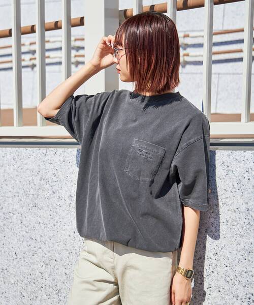 FFEIN(フェイン)の「【FFEIN(フェイン)】ピグメントポケット刺繍Tシャツ / ビックシルエット ドローコード(Tシャツ/カットソー・メンズ・グリーン/ホワイト/パープル/イエロー/チャコール・LARGE/MEDIUM/SMALL)」の10枚目の写真
