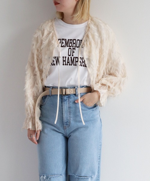 cepo（セポ）の「ツッキリフリンジレース ボレロリボンブラウス（カーディガン/ボレロ・レディース・オフホワイト/ブラック・M）」の17枚目の写真