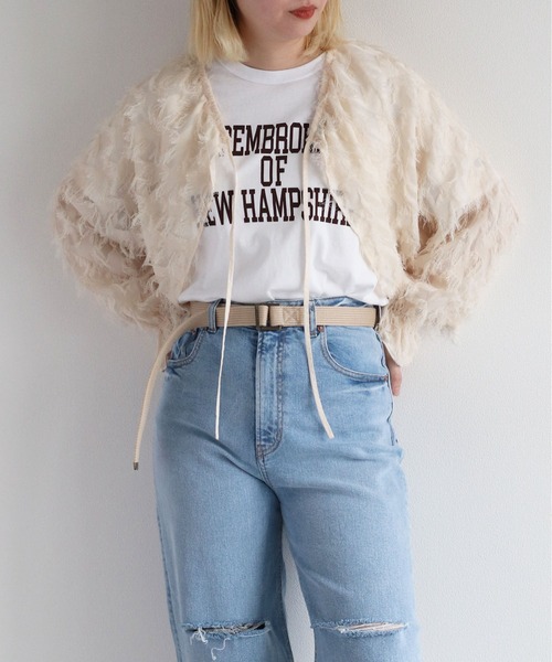 cepo（セポ）の「ツッキリフリンジレース ボレロリボンブラウス（カーディガン/ボレロ・レディース・オフホワイト/ブラック・M）」の15枚目の写真