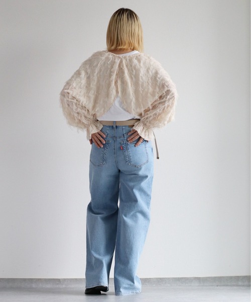 cepo（セポ）の「ツッキリフリンジレース ボレロリボンブラウス（カーディガン/ボレロ・レディース・オフホワイト/ブラック・M）」の3枚目の写真