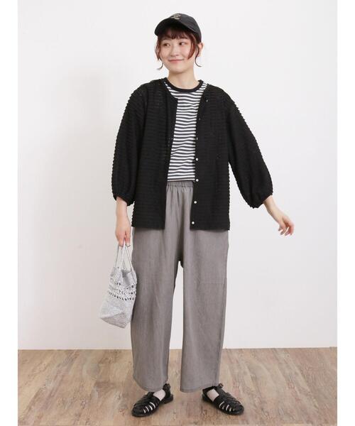 Samansa Mos2(サマンサ モスモス)の「ワッフルボーダーTシャツ(Tシャツ/カットソー・レディース・ネイビー/ミント/キナリ/オフホワイト・F)」の10枚目の写真