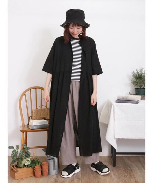 Samansa Mos2(サマンサ モスモス)の「ワッフルボーダーTシャツ(Tシャツ/カットソー・レディース・ネイビー/ミント/キナリ/オフホワイト・F)」の13枚目の写真